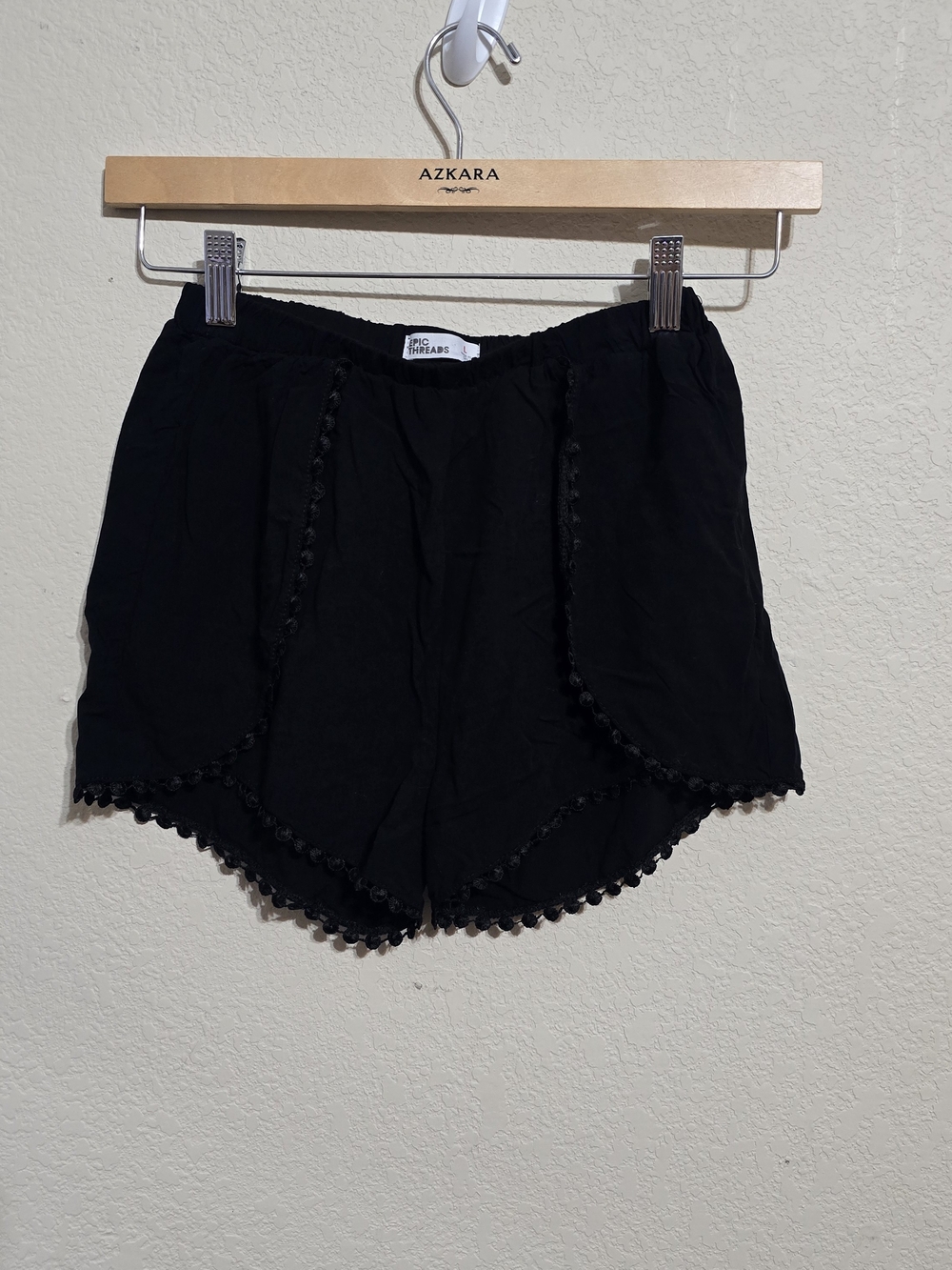 Epic Threads Black Pom-Pom Trim Shorts